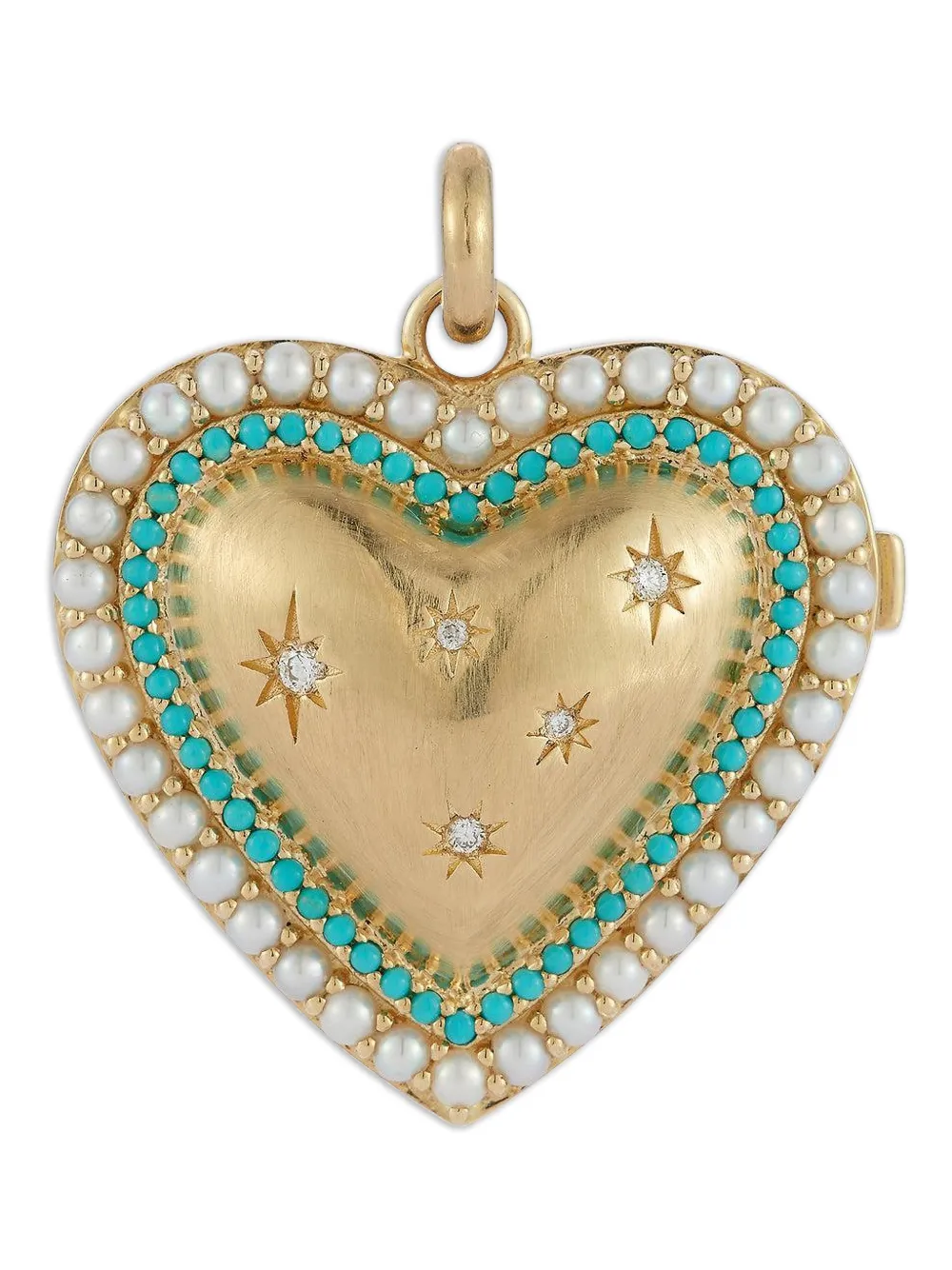 Storrow Jewelry Laney Locket turquoise diamond and pearl pendant - Oro
