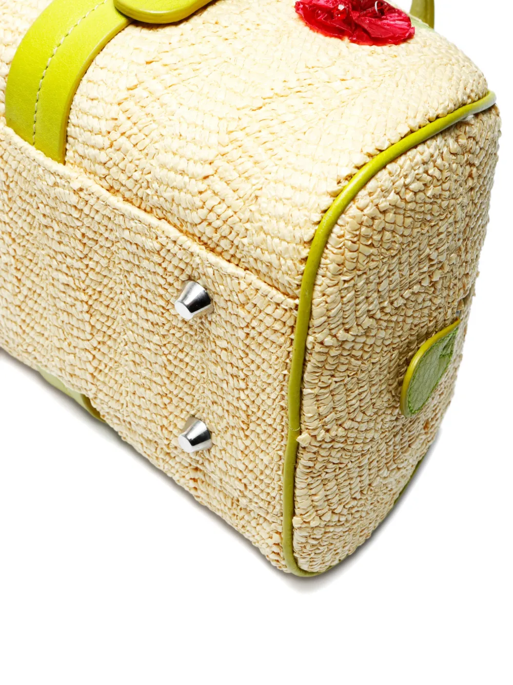 2005 Flower Raffia Boston Bag