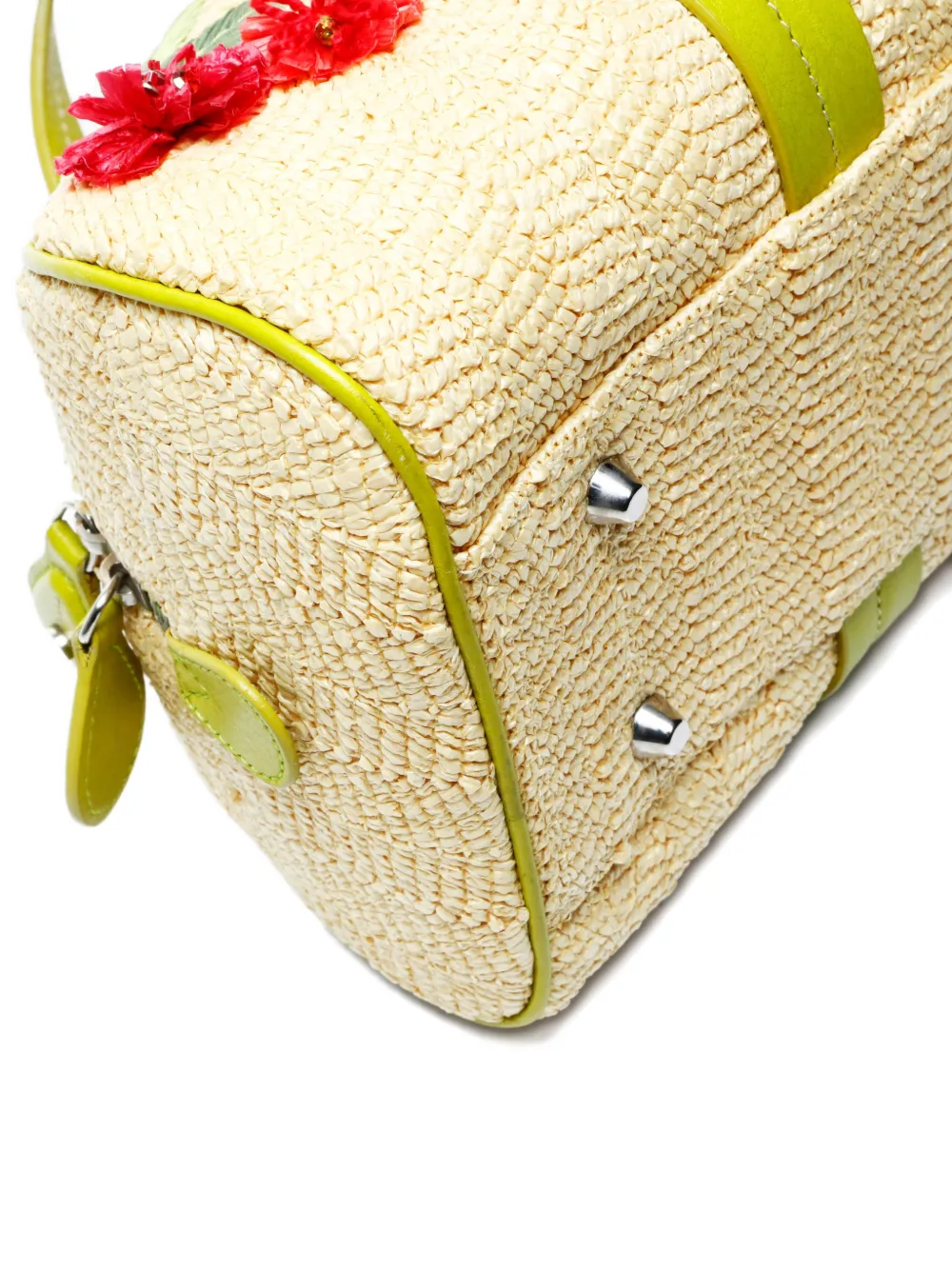 2005 Flower Raffia Boston Bag