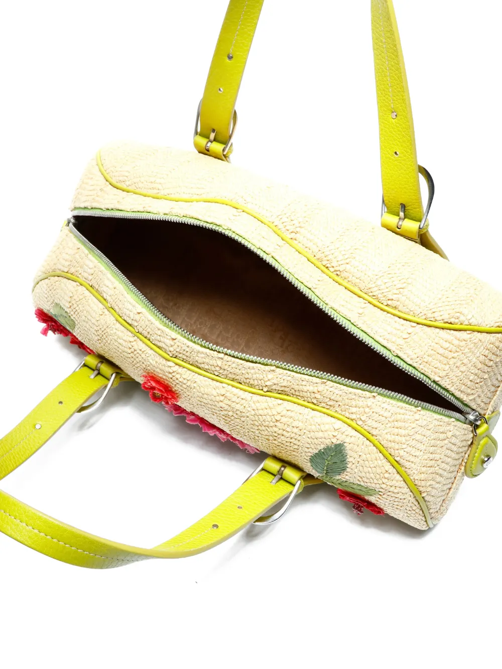 2005 Flower Raffia Boston Bag