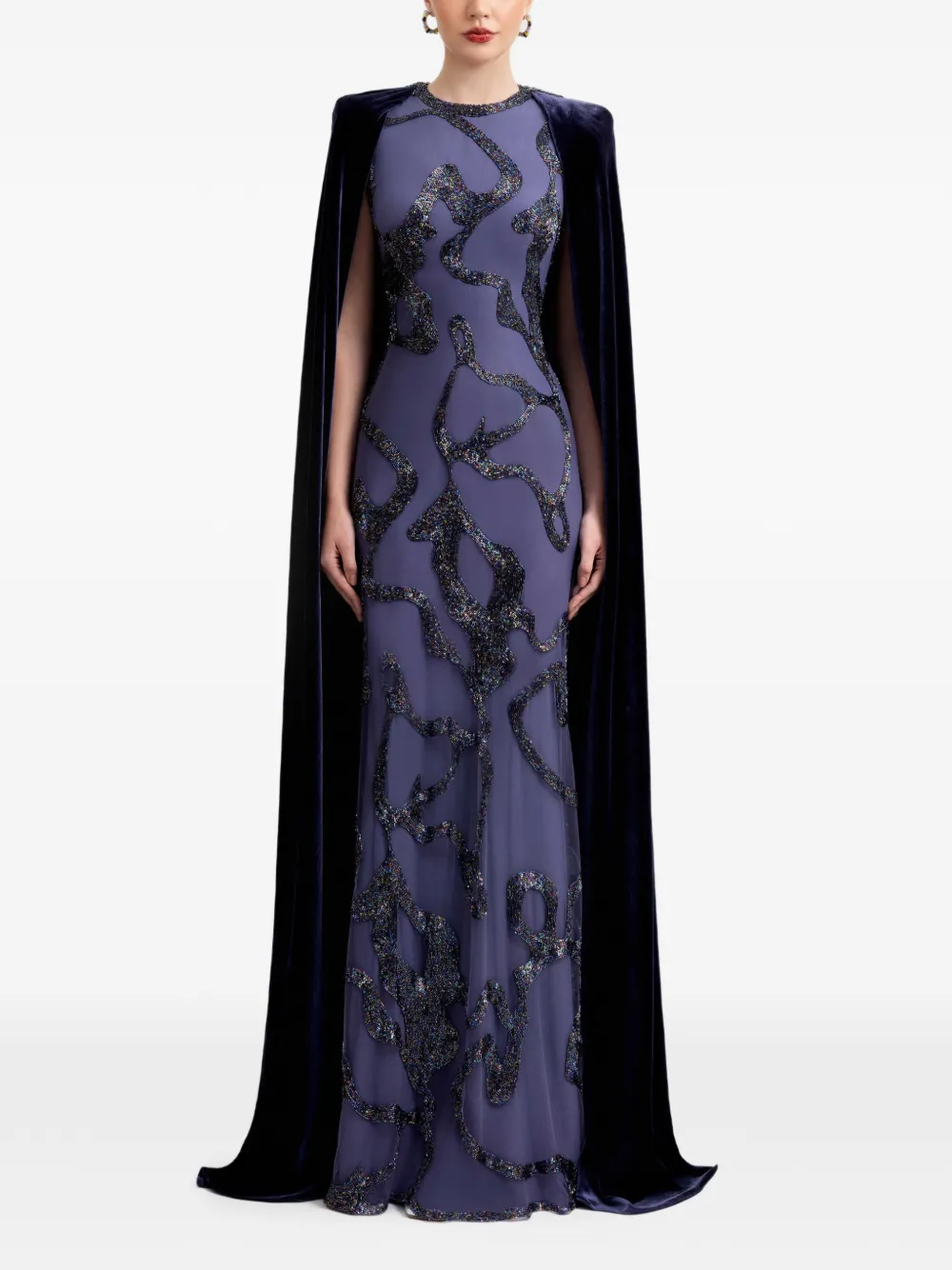 Gemy Maalouf beaded cape dress - Viola