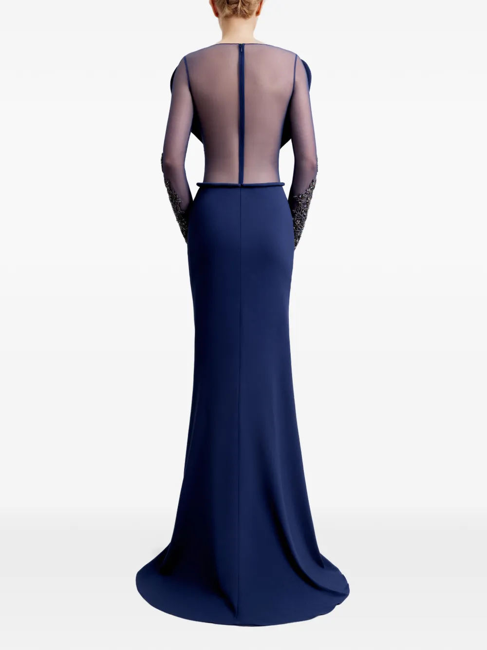 Gemy Maalouf beaded-sleeve dress - Blauw