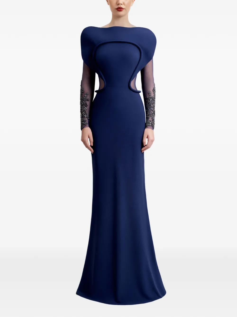 Gemy Maalouf beaded-sleeve dress - Blu