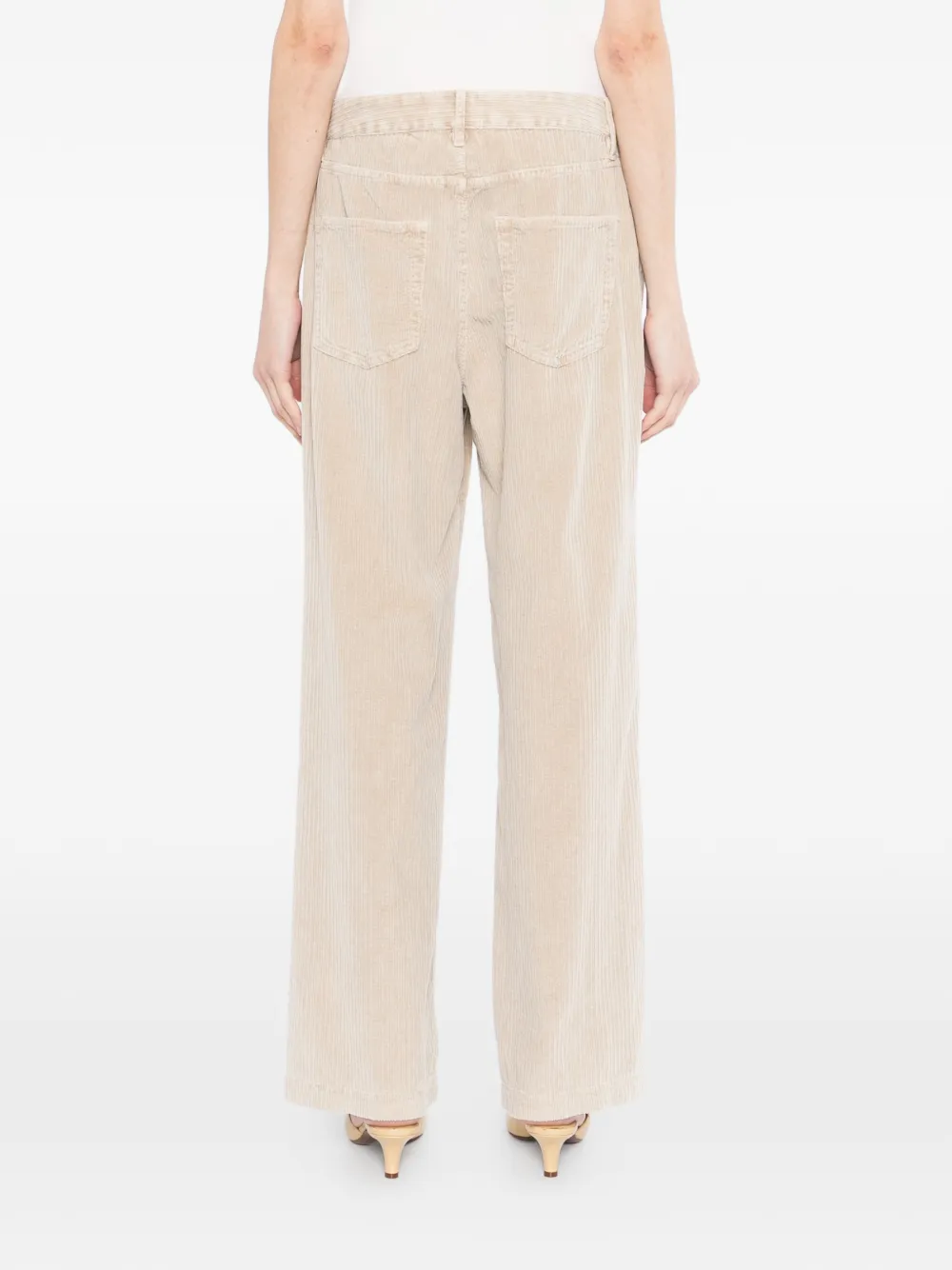 James Perse Ribfluwelen straight broek Beige
