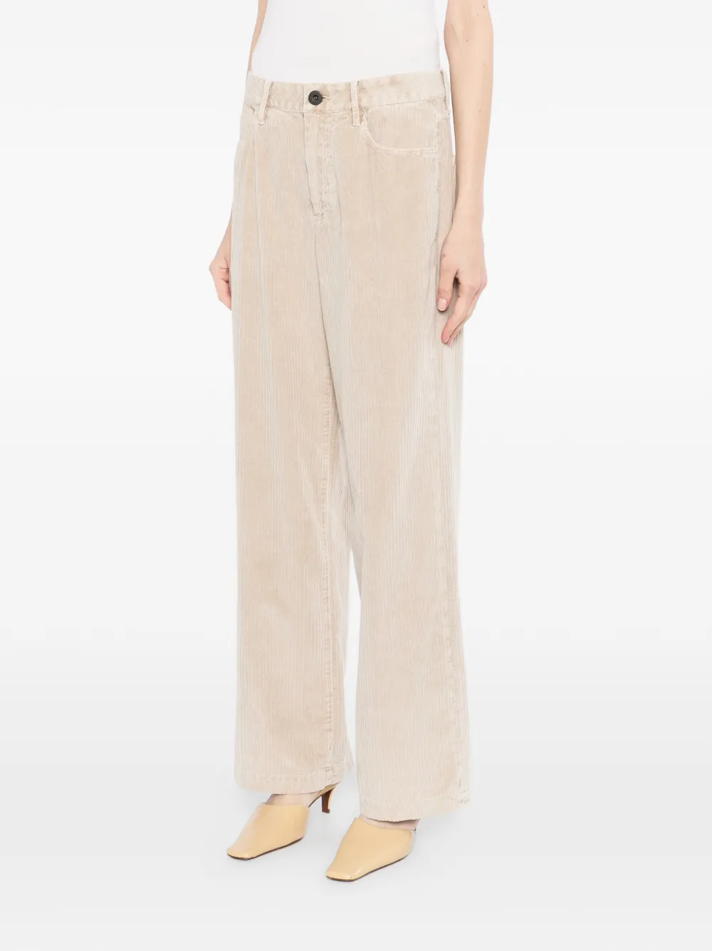 James Perse Ribfluwelen straight broek Beige
