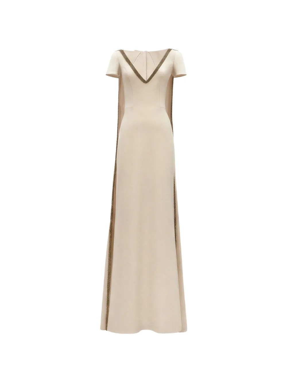 Gemy Maalouf beaded-trim cape-detail dress - Neutrals