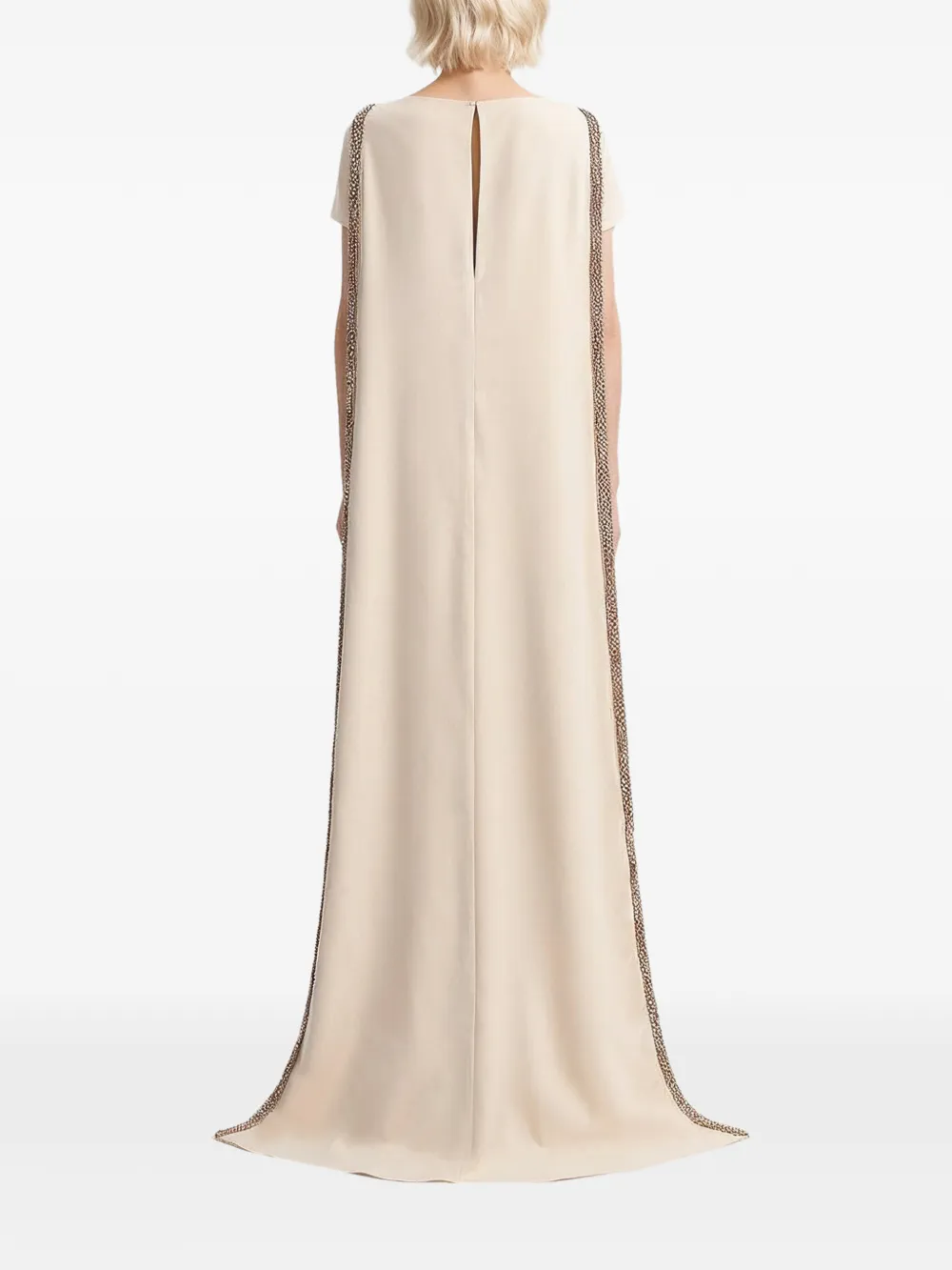 Gemy Maalouf Jurk met kralen afwerking en cape Beige