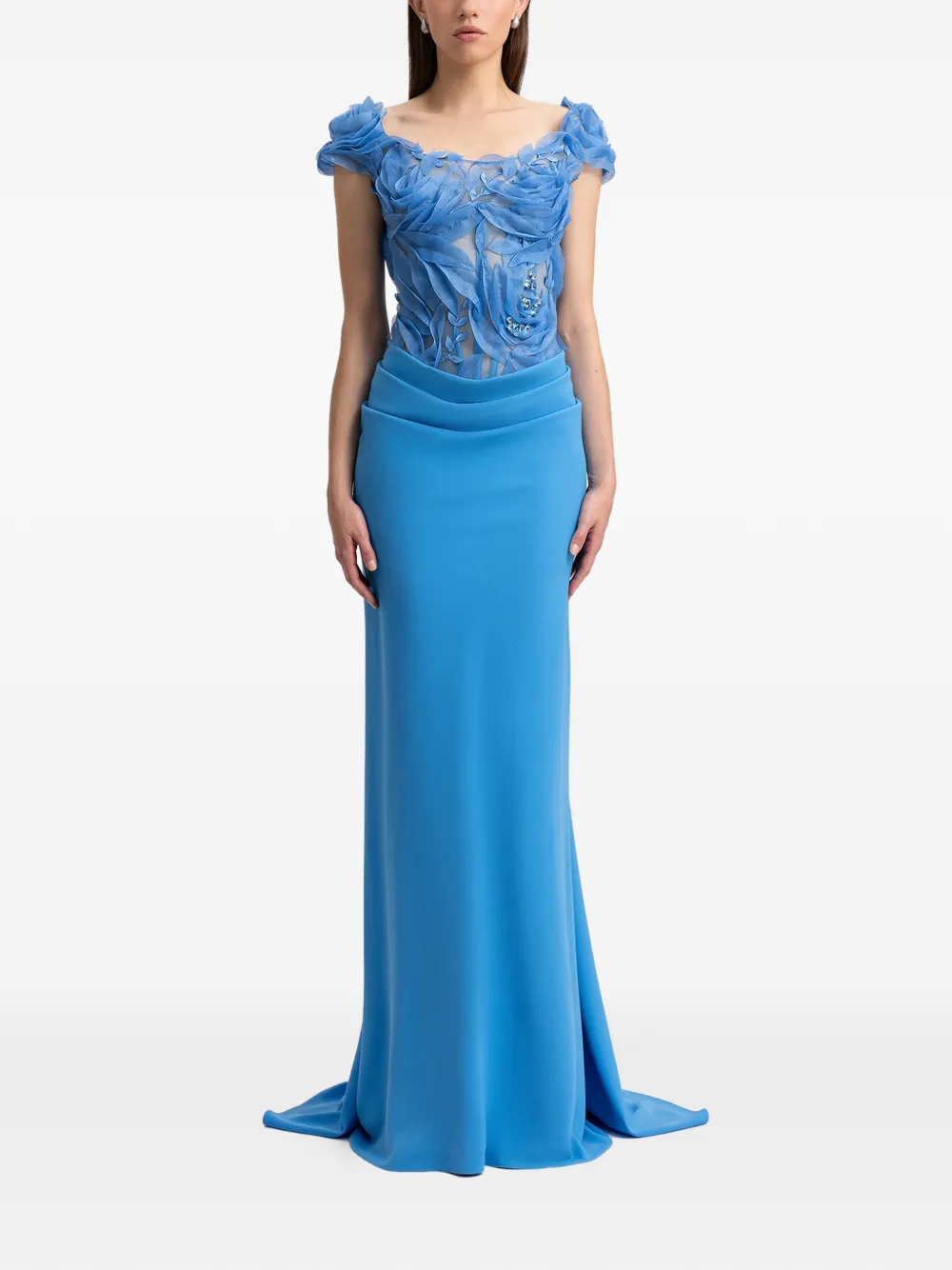 Gemy Maalouf floral corset dress - Blauw