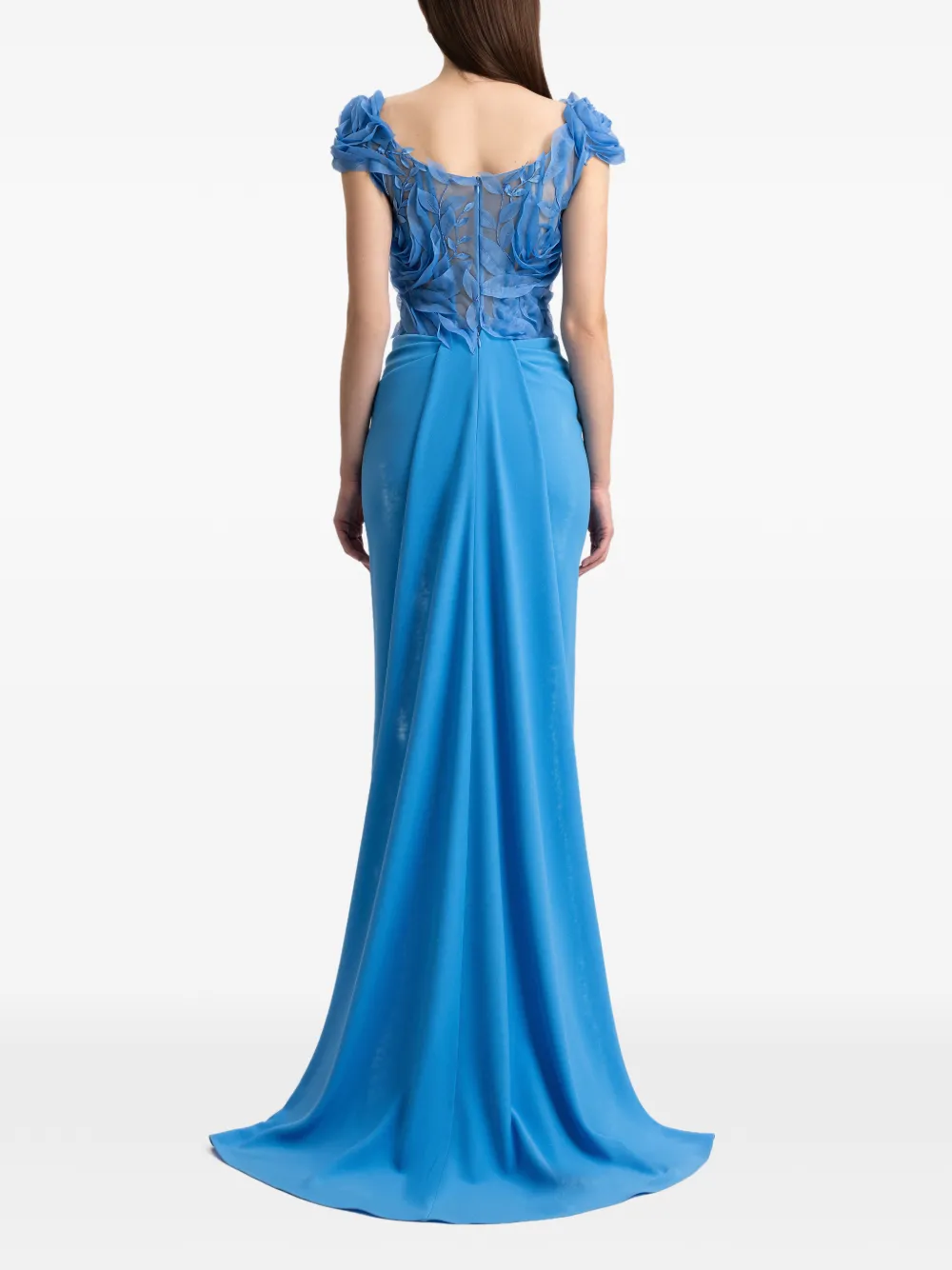 Gemy Maalouf Korset jurk met bloemenprint Blauw