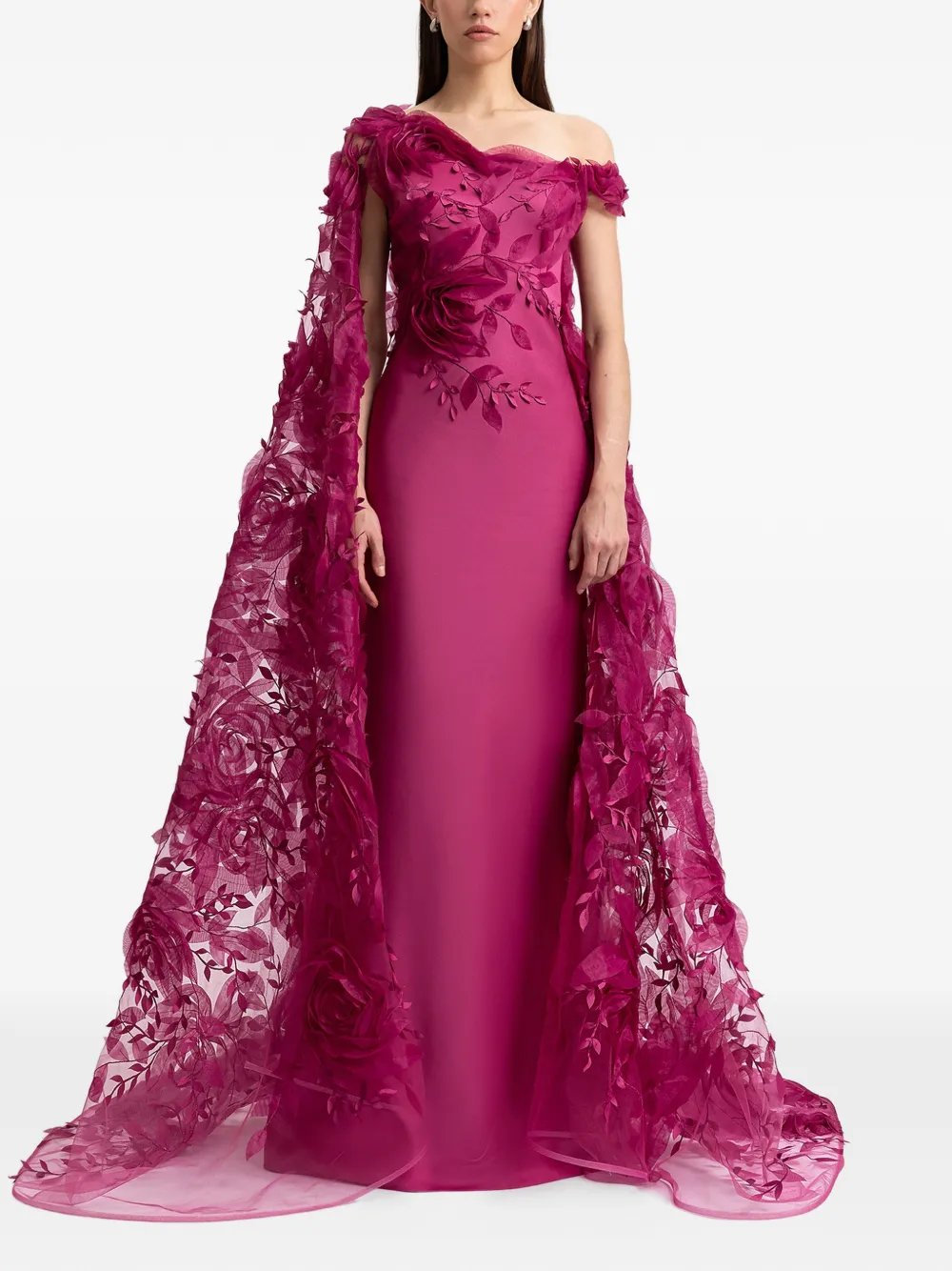 Gemy Maalouf floral asymmetrical dress - Roze