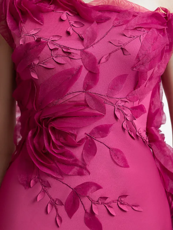 Gemy Maalouf Floral Asymmetrical Dress | Pink | FARFETCH