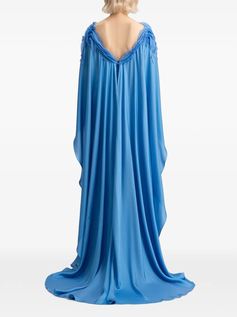 Gemy Maalouf Jurk met ruches en cape Blauw