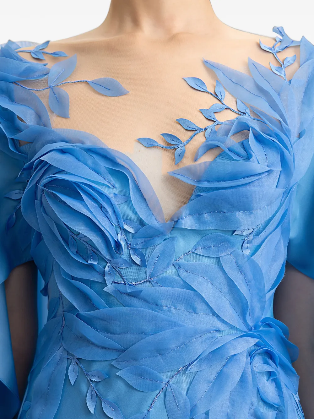 Gemy Maalouf Jurk met ruches en cape Blauw