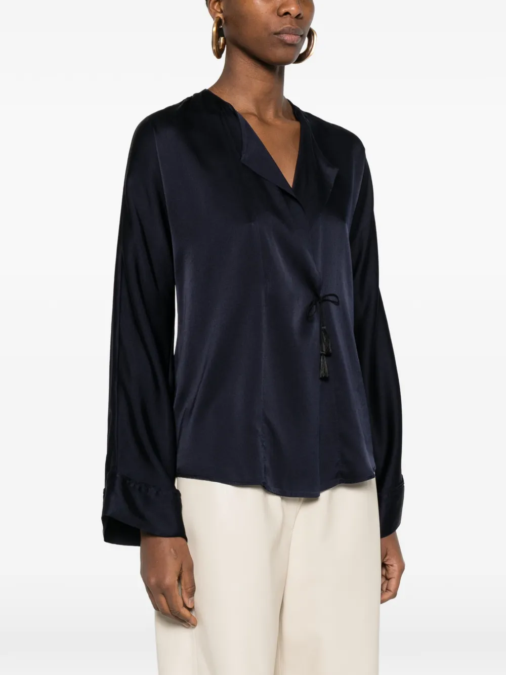 Forte Top met V-hals en kwastje Blauw
