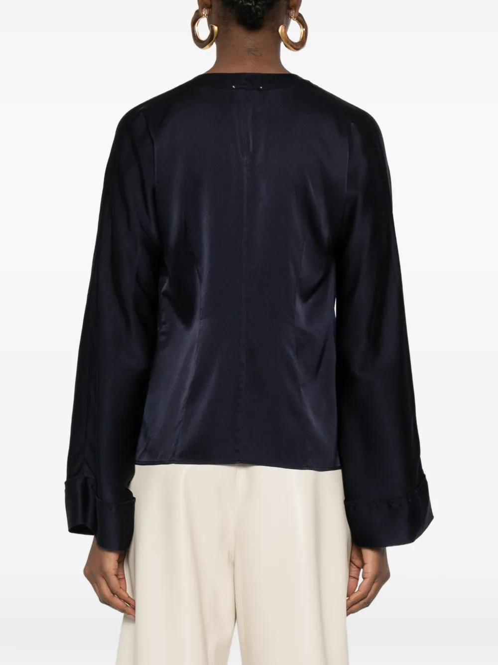 Forte Top met V-hals en kwastje Blauw