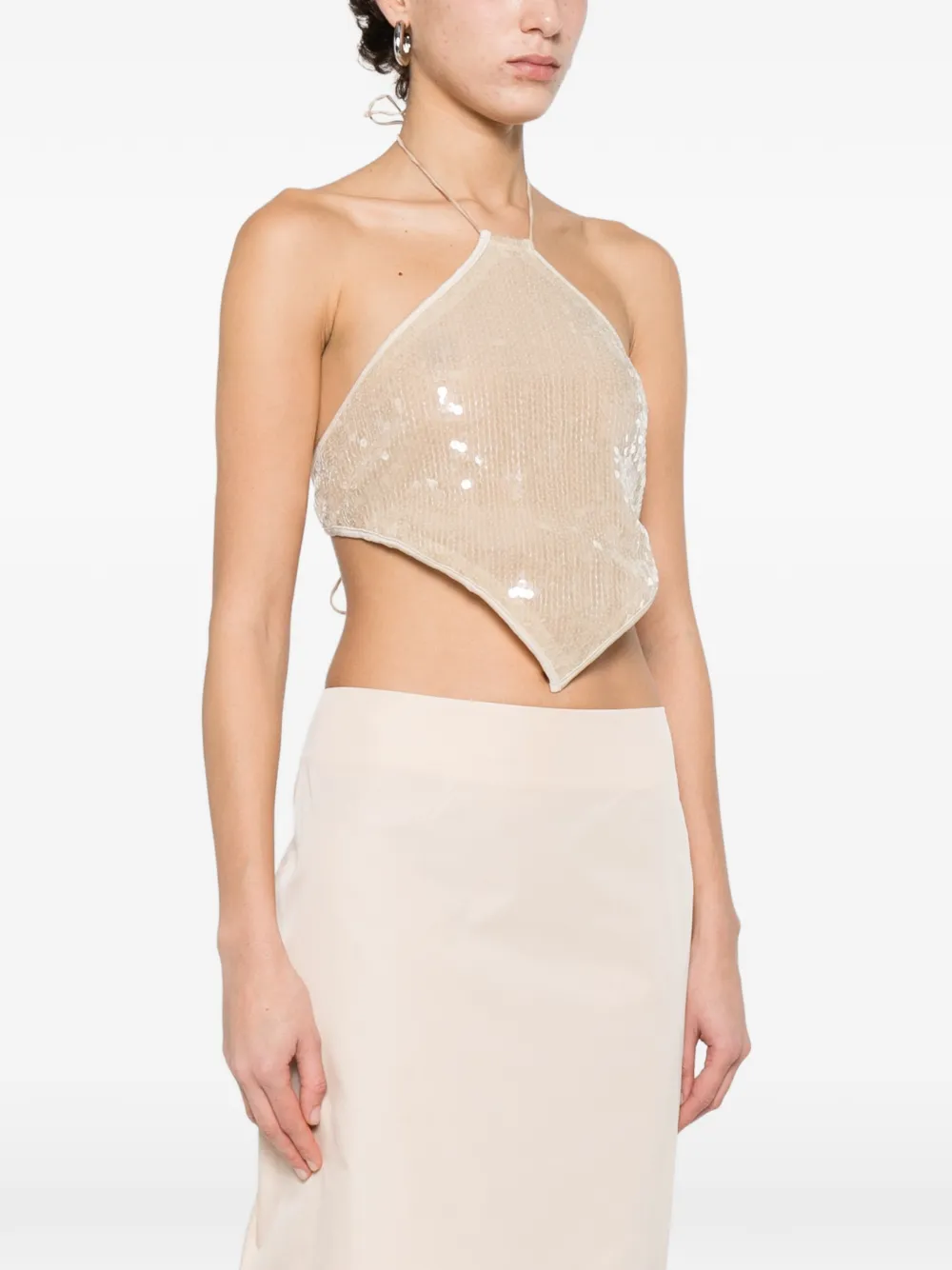  Oséree Sequin-embellishment Top - Neutrals 
