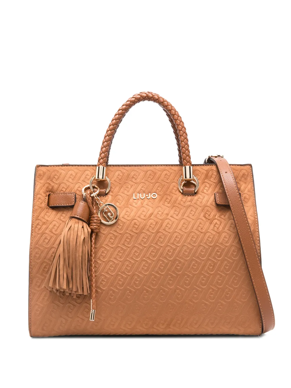 LIU JO Manhattan debossed tassel tote bag - Marrone