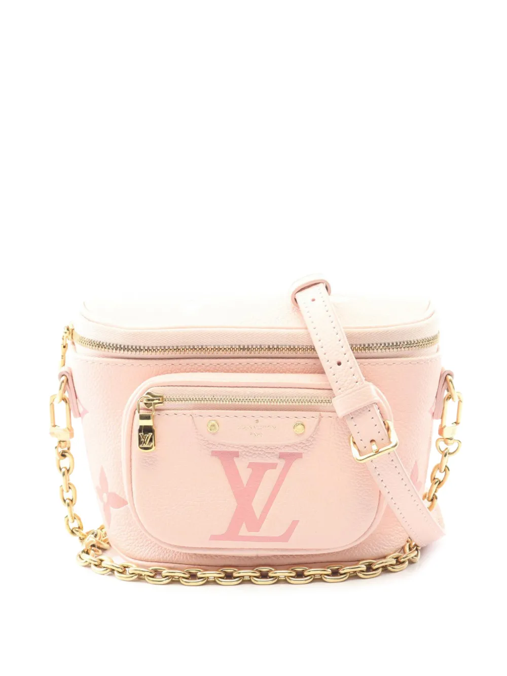 Pre-owned Louis Vuitton 2021-2025 Monogram Empreinte Giant By The Pool Mini Bumbag Satchel In Pink