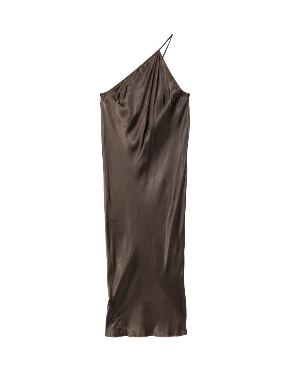 Rick Owens one-shoulder midi dress - Marrone