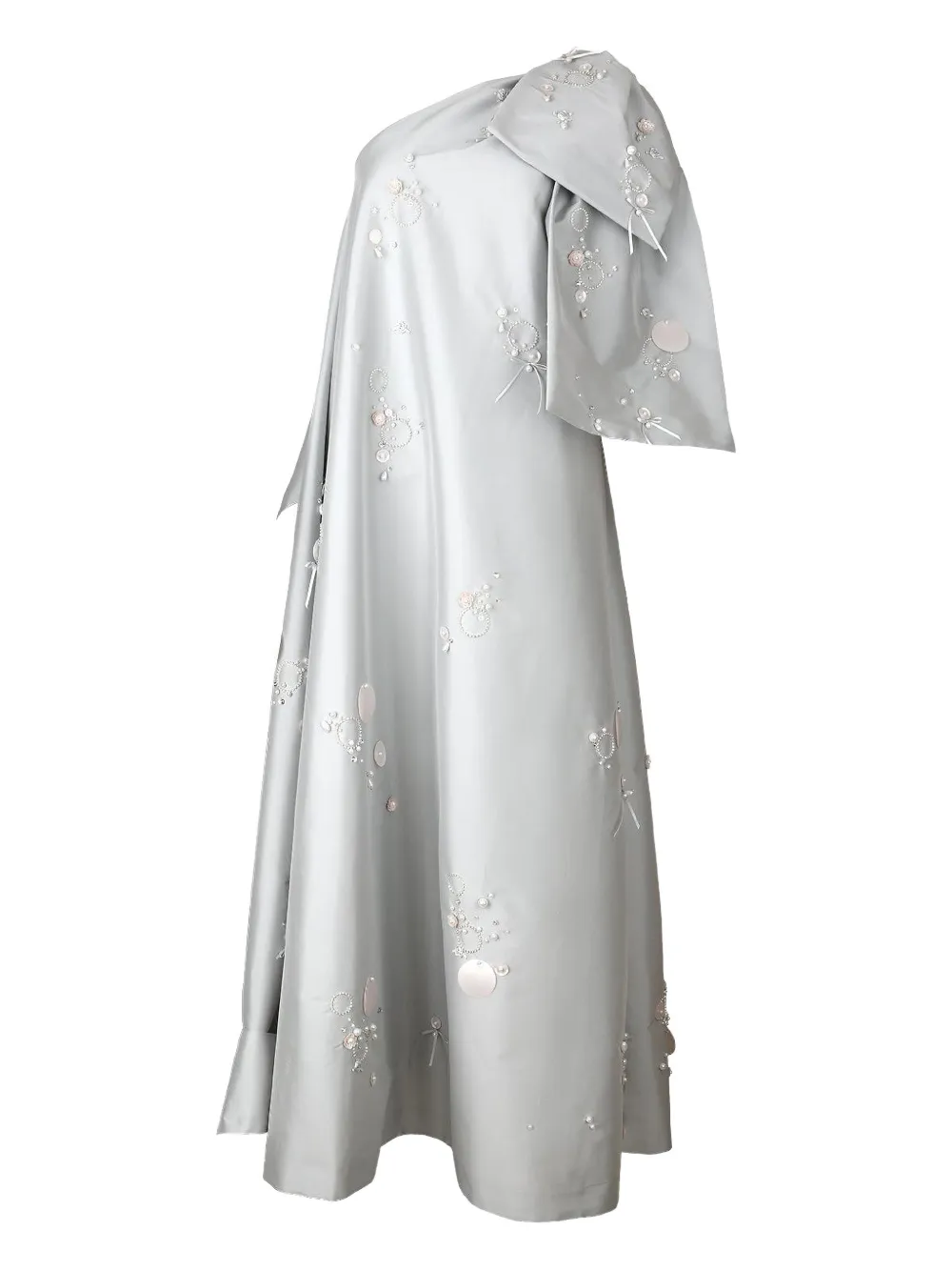 Bernadette embroidered one-shoulder gown dress - Grigio