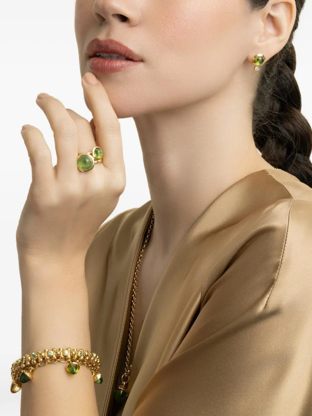  Tamara Comolli Diamond Peridot Bouton Earrings - Gold 