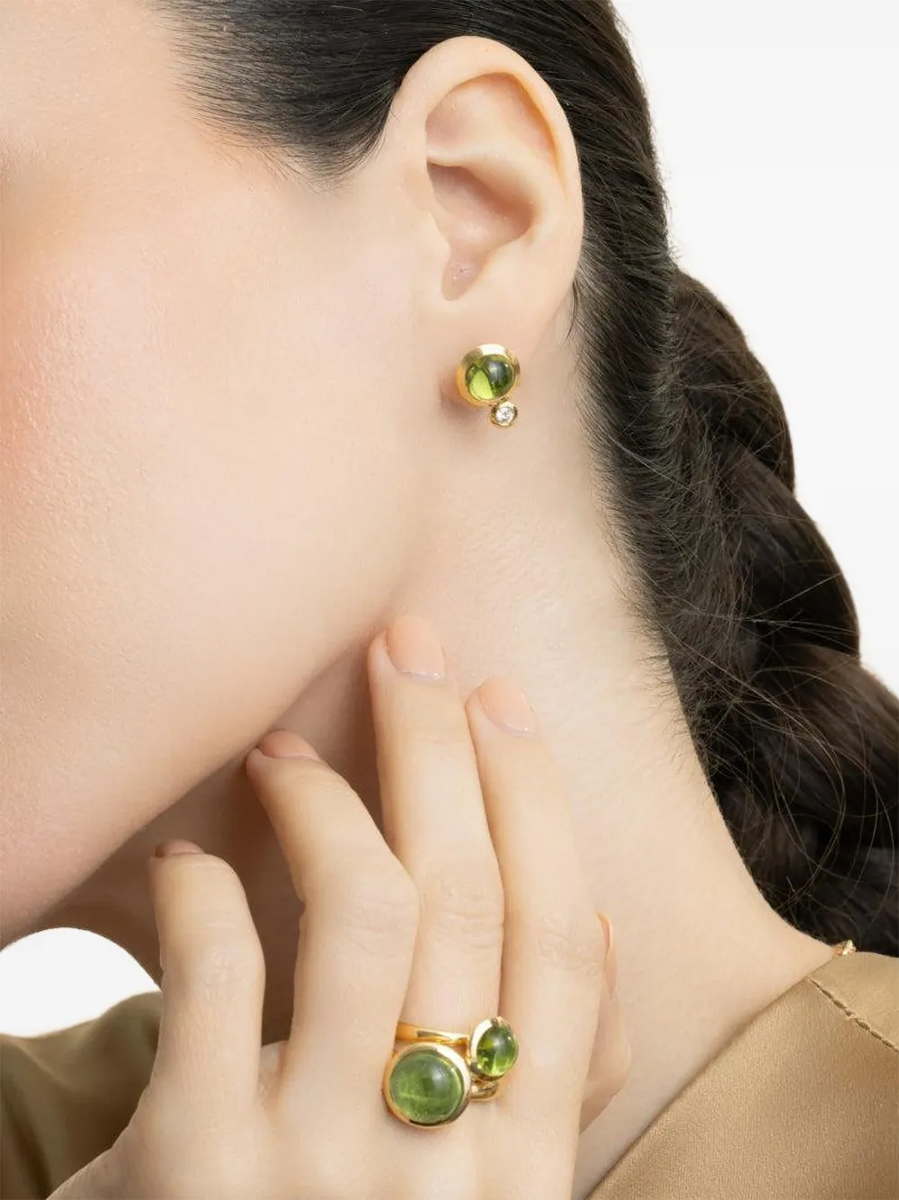  Tamara Comolli Diamond Peridot Bouton Earrings - Gold 
