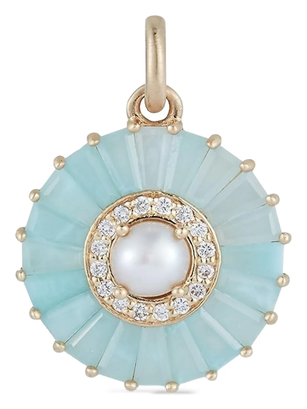 Storrow Jewelry Emily pearl diamond turquoise charm - Oro