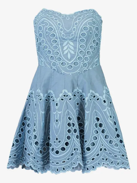 Charo Ruiz Ibiza Bali broderie smocked mini dress