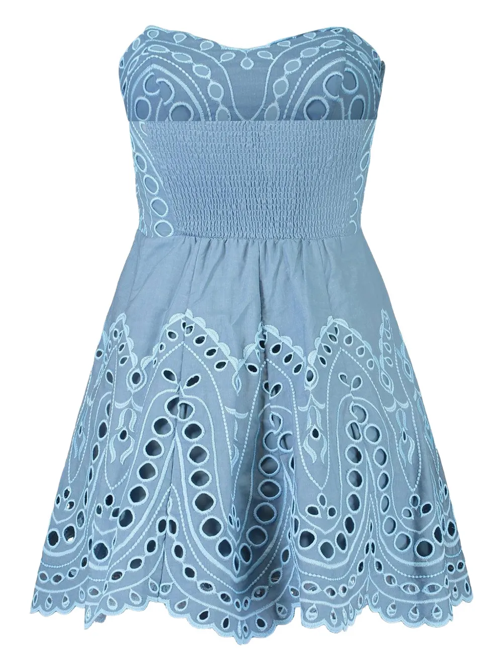 Charo Ruiz Ibiza Bali broderie smocked mini dress - Blauw