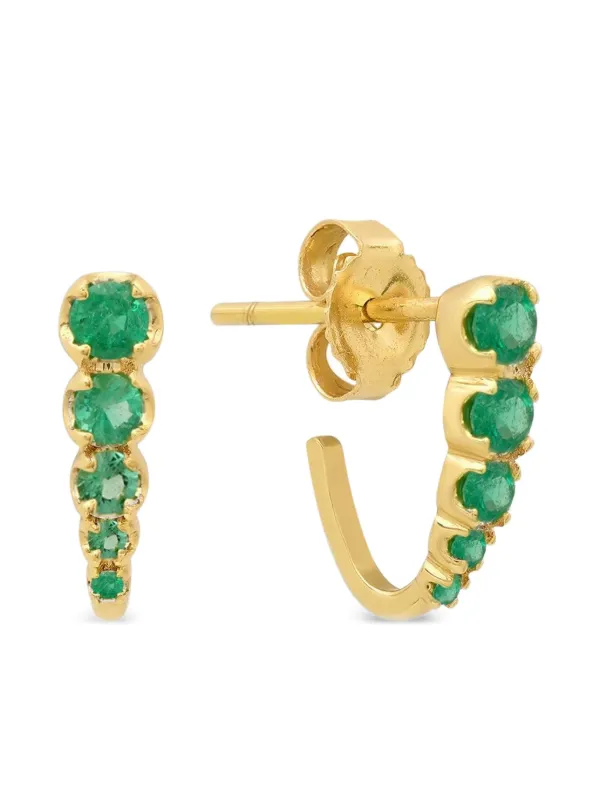 Jennifer Meyer Medium Graduated Edith Emerald Earrings in Gold