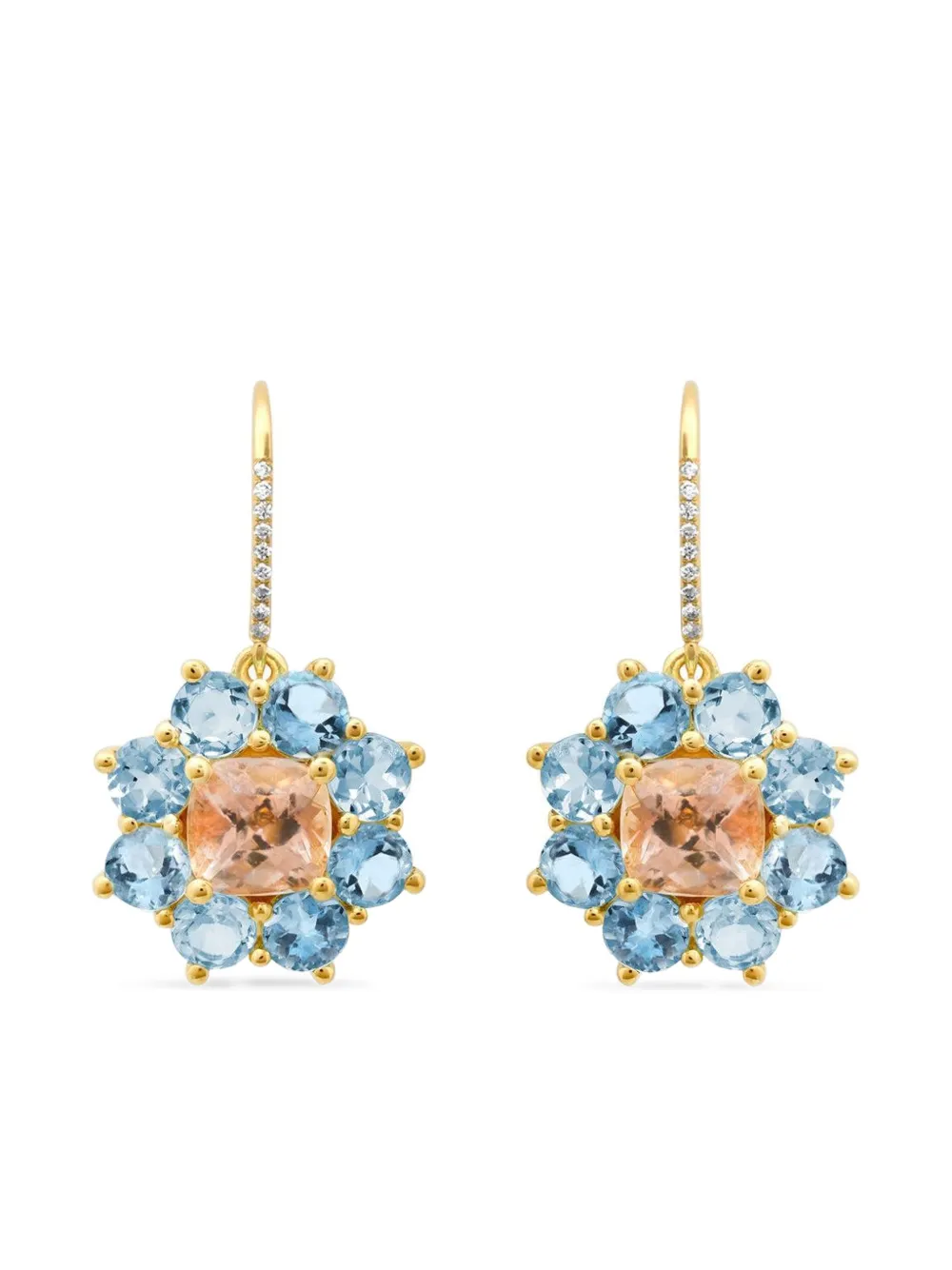 Jennifer Meyer petite flower multi-stone earrings - Oro