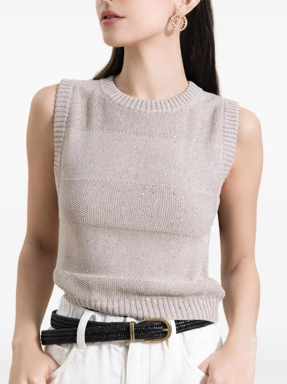 Brunello Cucinelli striped knitted tank top - Toni neutri