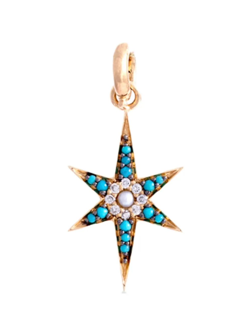 Storrow Jewelry Stella Anhänger mit Türkis und Perlen - Gold
