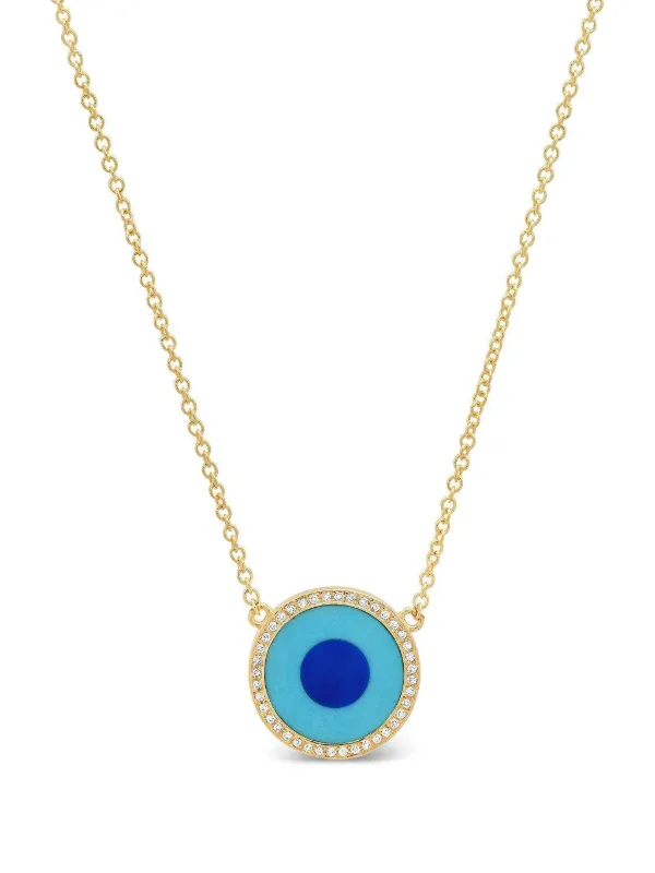 Jennifer Meyer Evil Eye-motif Diamond and Turquoise Necklace in Gold