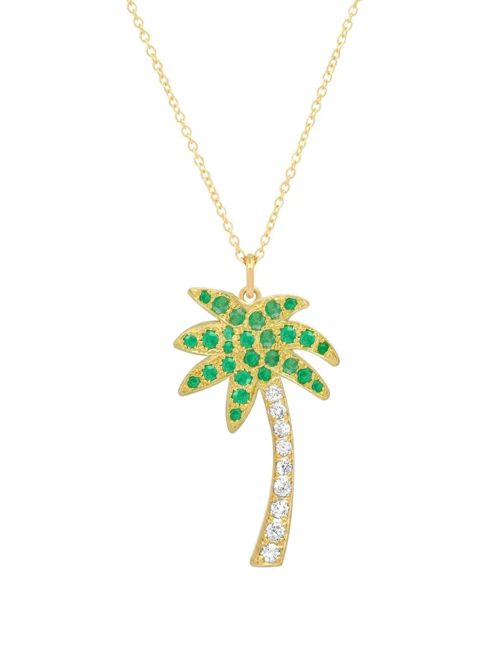 Jennifer Meyer palm tree-charm emerald and diamond necklace - Oro