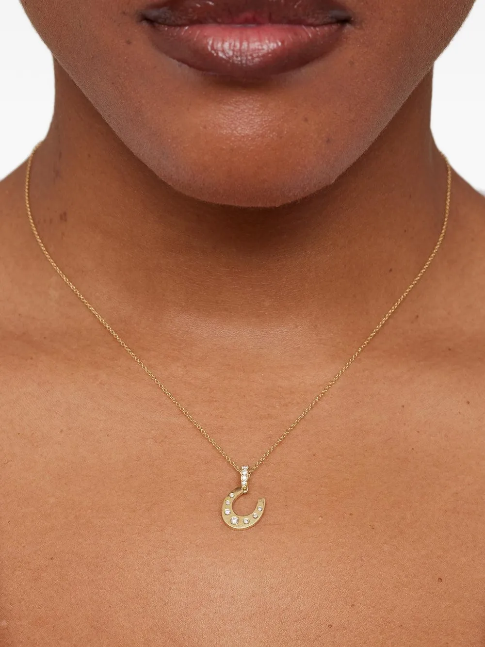 Jennifer Meyer Horseshoe Diamond Necklace in Gold, view 2