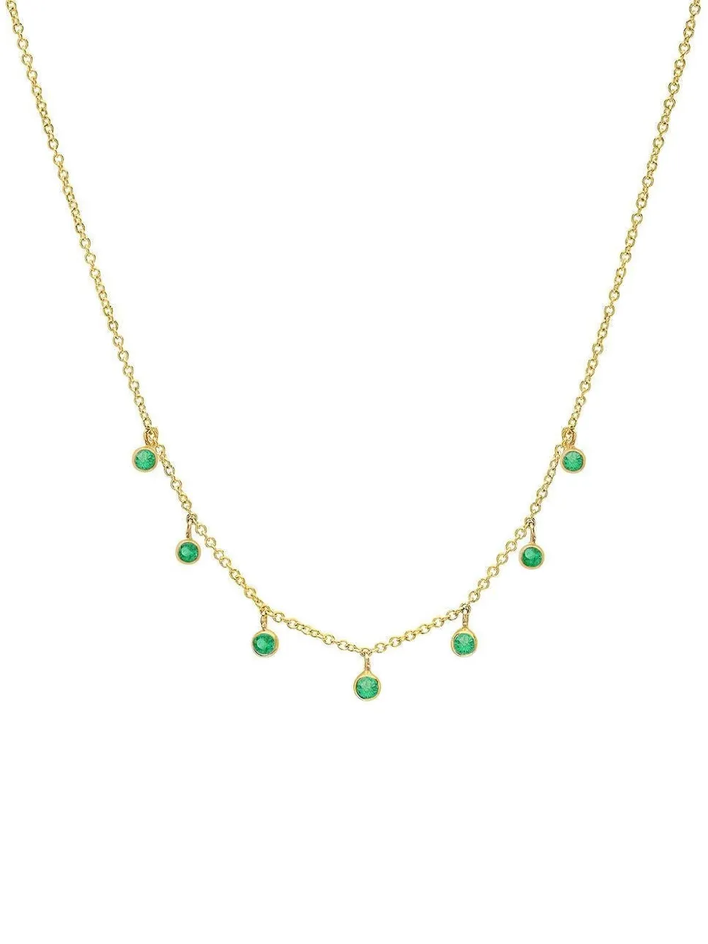 Jennifer Meyer emerald mini bezel necklace - Gold