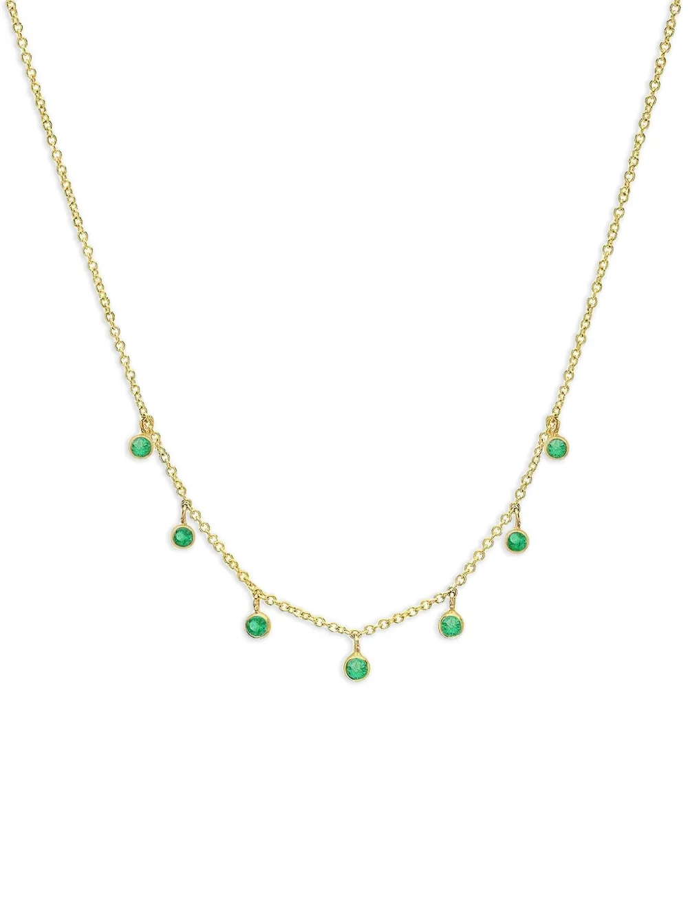 Jennifer Meyer emerald mini bezel necklace - Oro