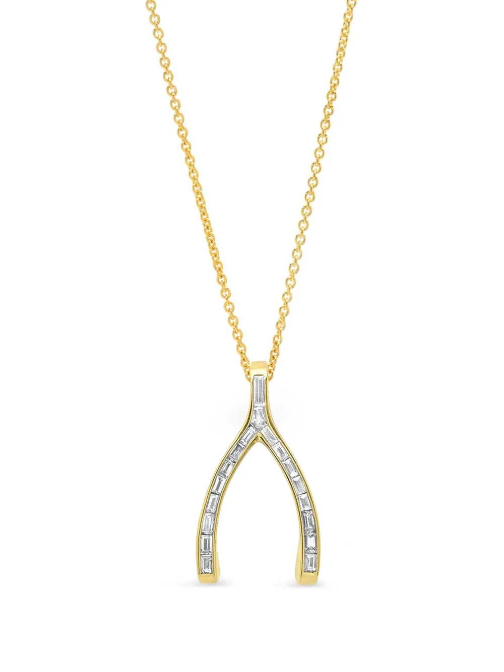 Jennifer Meyer large wishbone-charm diamond necklace - Oro
