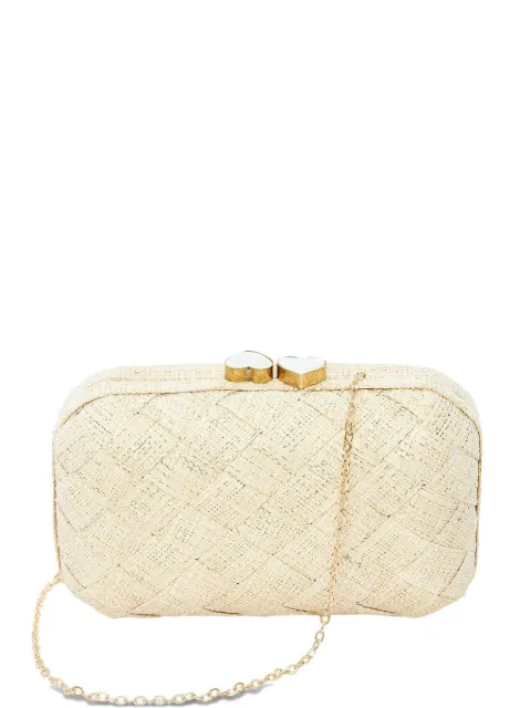 Poolside woven heart clutch bag