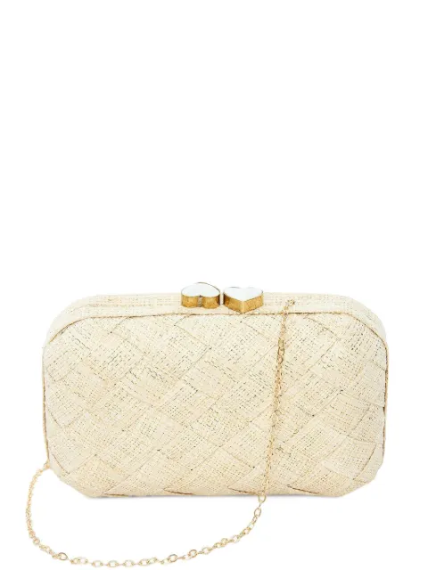 Poolside woven heart clutch bag