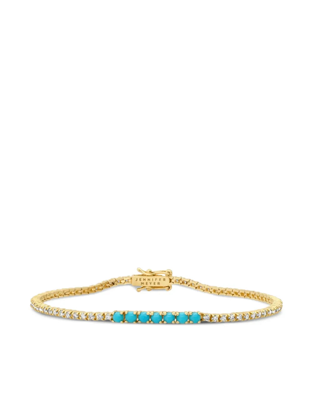 Jennifer Meyer diamond turquoise tennis bracelet - Oro