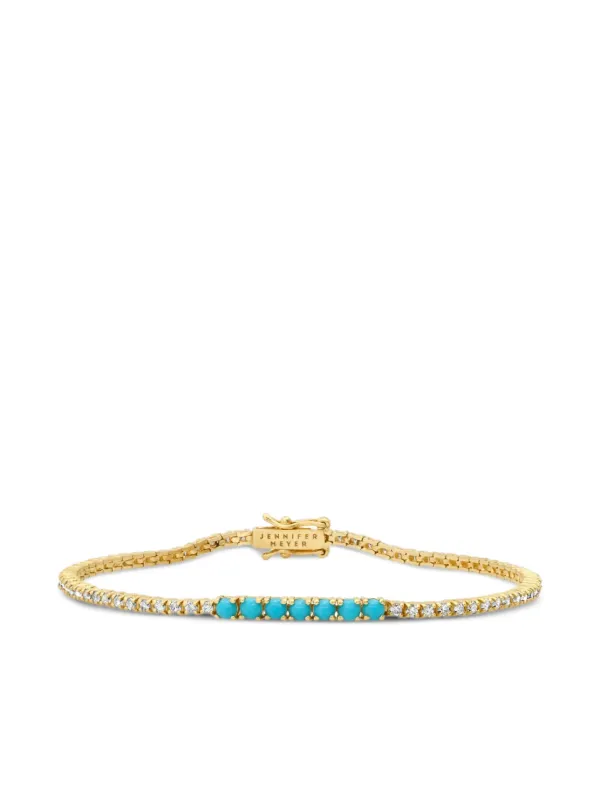 Jennifer Meyer Diamond Turquoise Tennis Bracelet in Gold