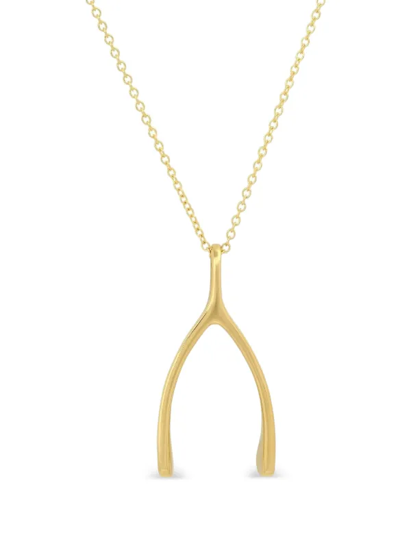 Jennifer Meyer Large Wishbone Necklace in Gold