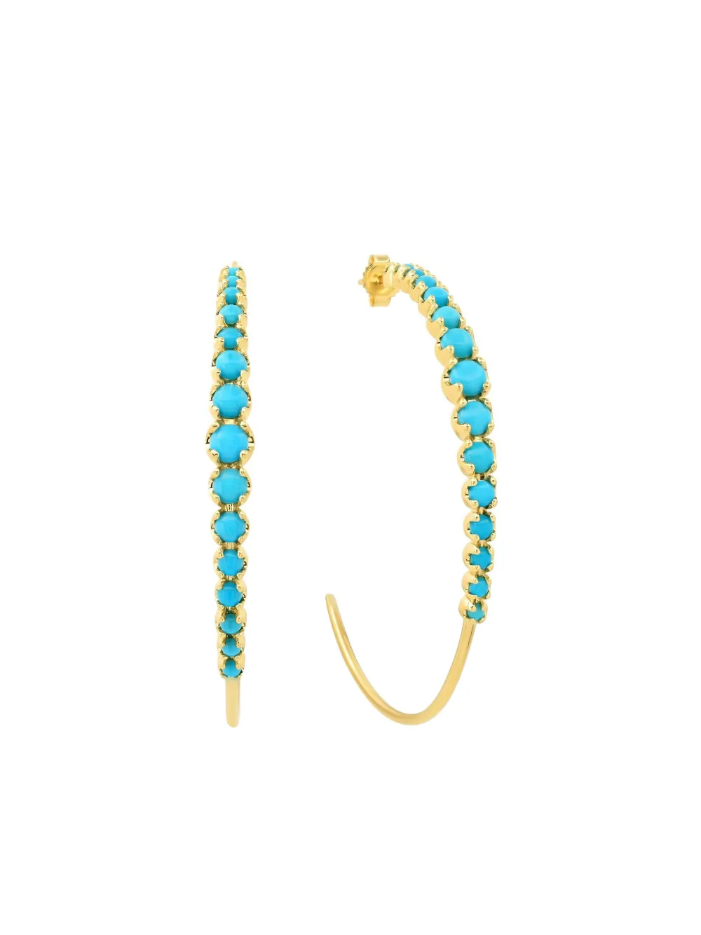 Jennifer Meyer medium turquoise hoop earrings - Oro
