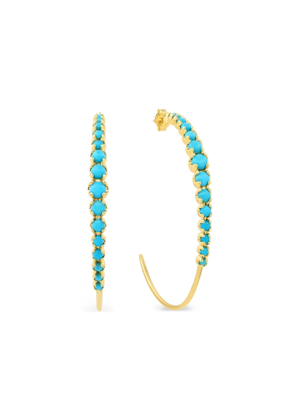 Jennifer Meyer medium turquoise hoop earrings - Oro