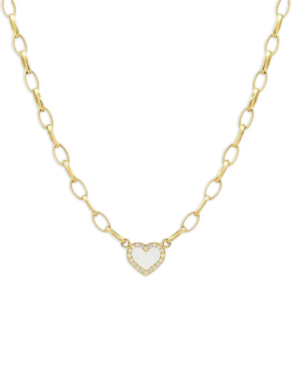 Jennifer Meyer Edith diamond pearl heart necklace - Oro