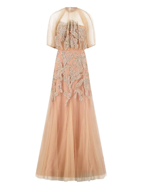 Lela Rose floral-embroidered gown