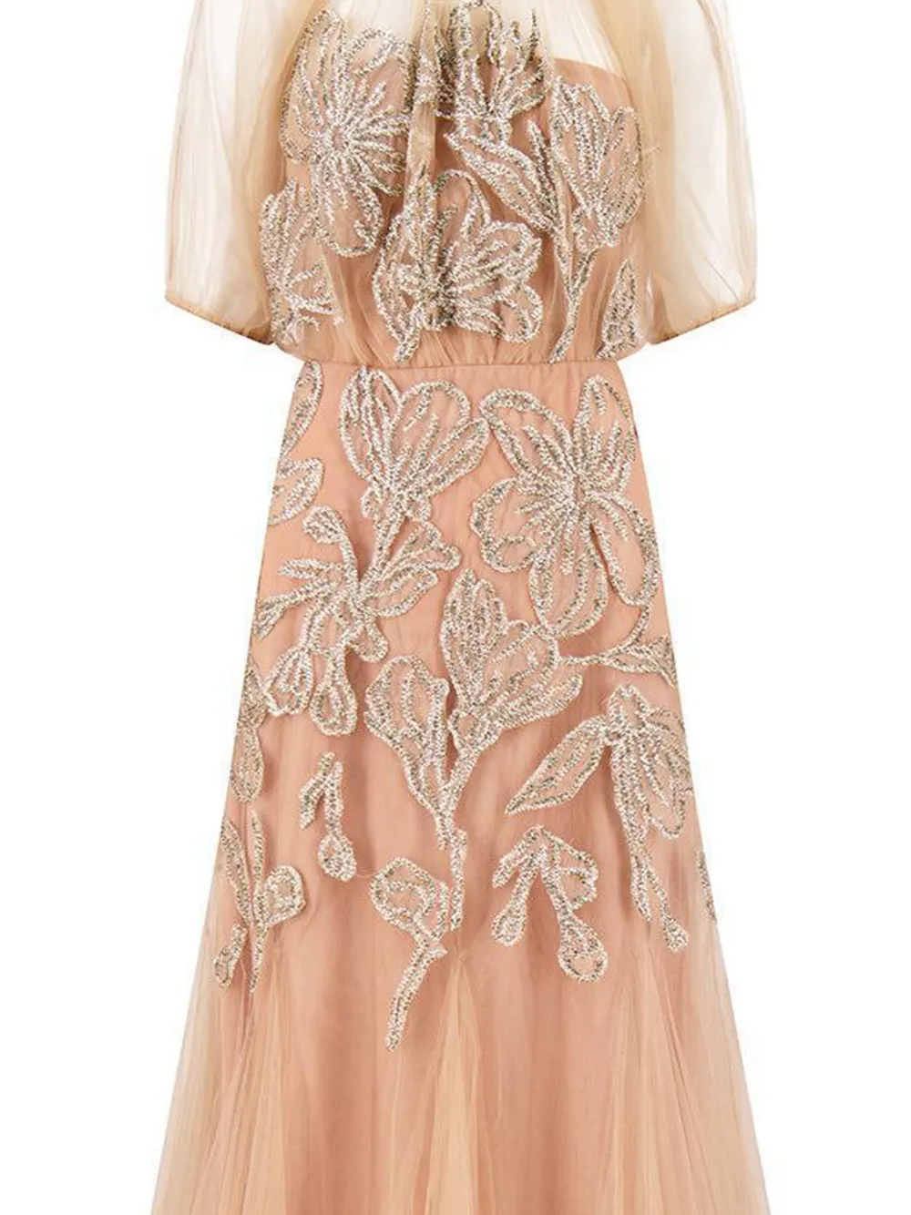  Lela Rose Floral-embroidered Gown - Neutrals 