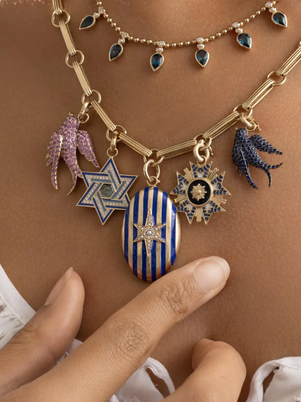  Storrow Jewelry Blue Sapphire Birdie Charm 